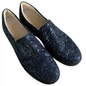 LEMARE NEW navy blue midnight glitter sparkle sneaker loafer size 40 US 9